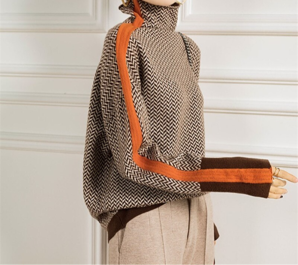 Victoria | herringbone Luxe Turtleneck