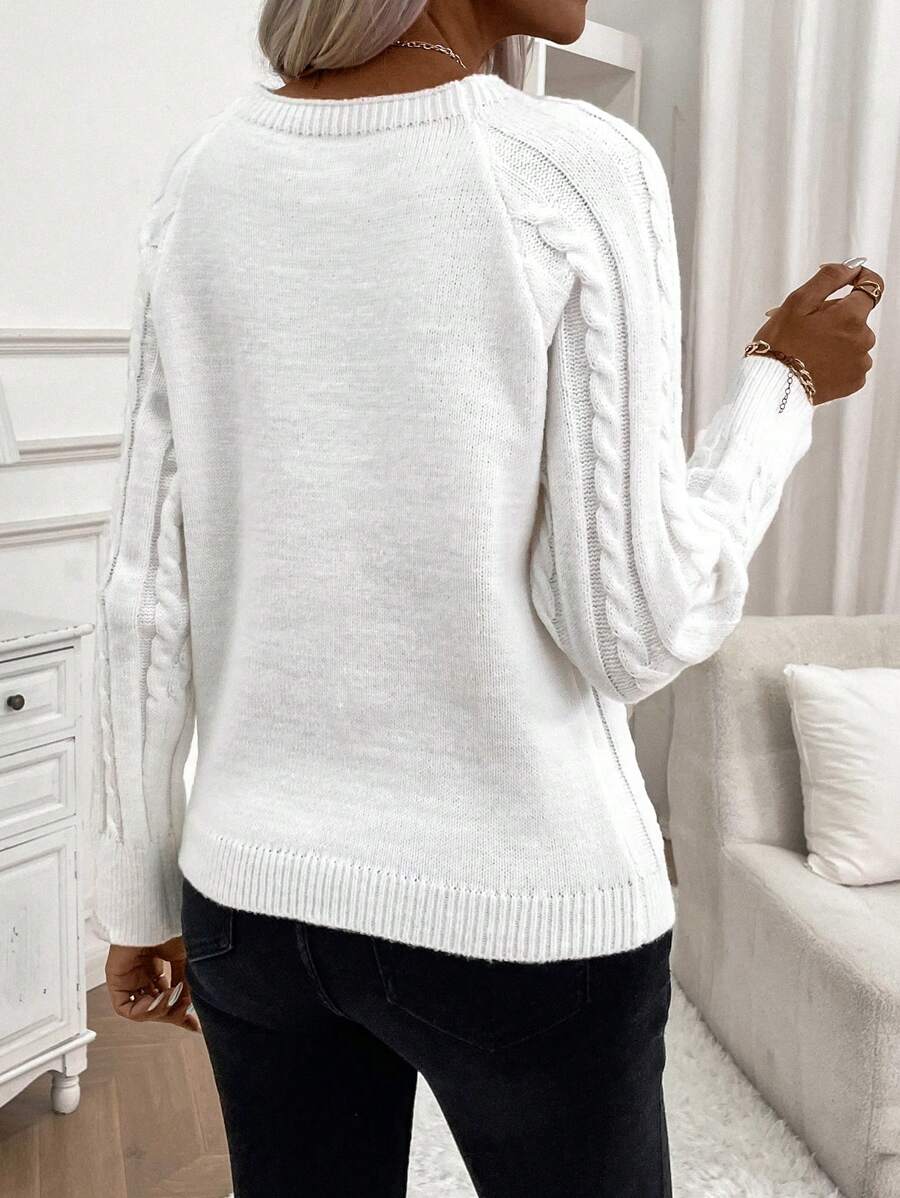 Victoria | Button-Detail Cable Knit Jumper