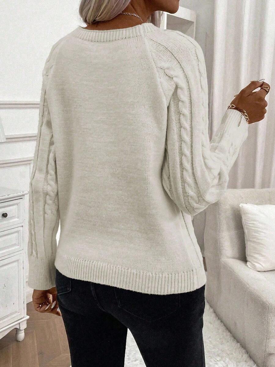 Victoria | Button-Detail Cable Knit Jumper