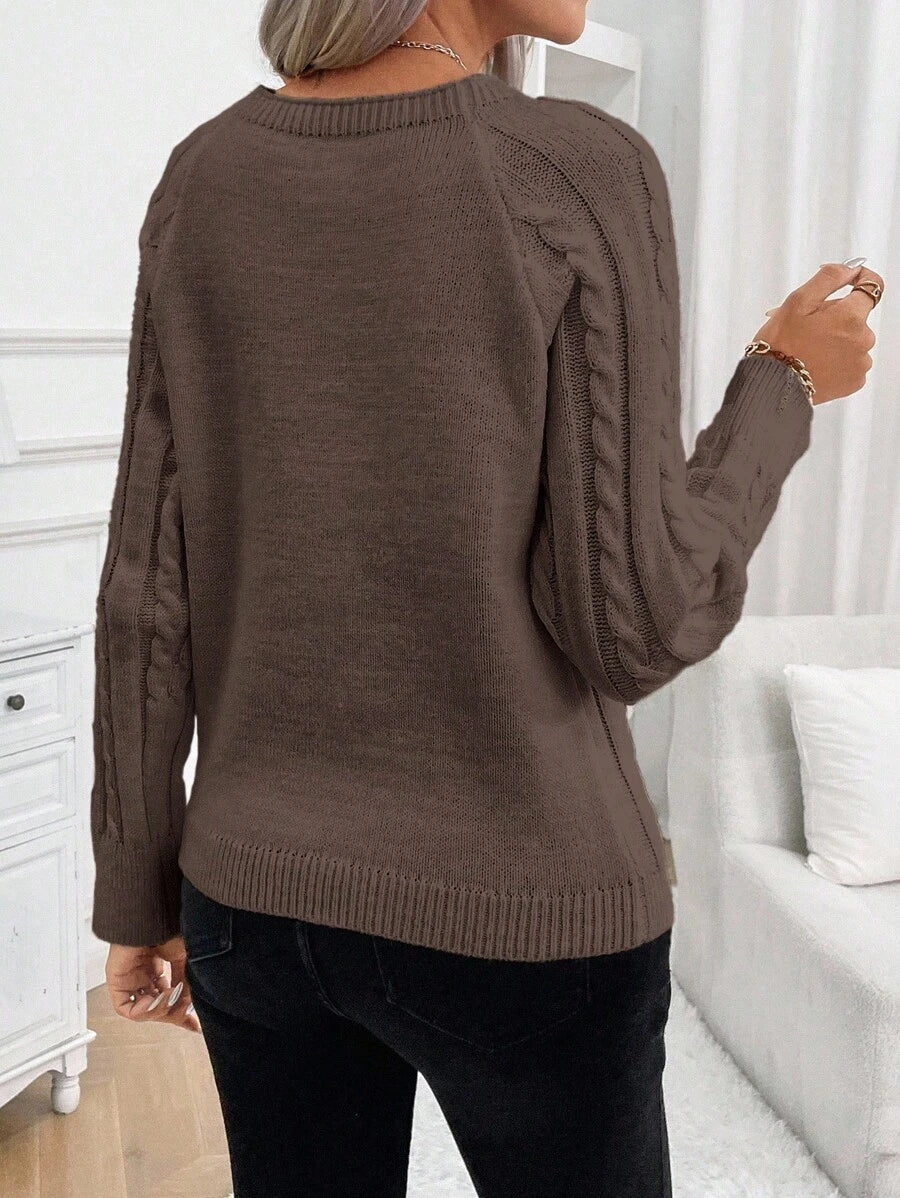 Victoria | Button-Detail Cable Knit Jumper
