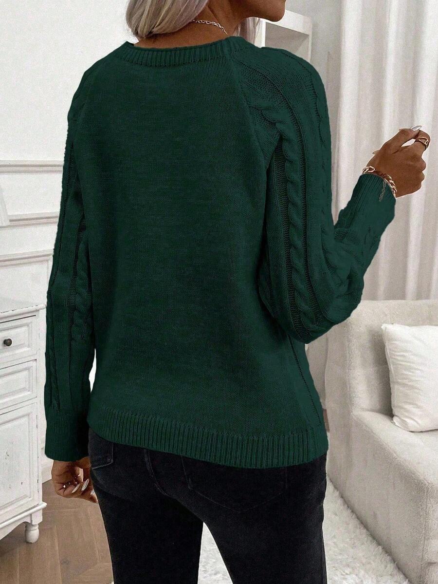 Victoria | Button-Detail Cable Knit Jumper