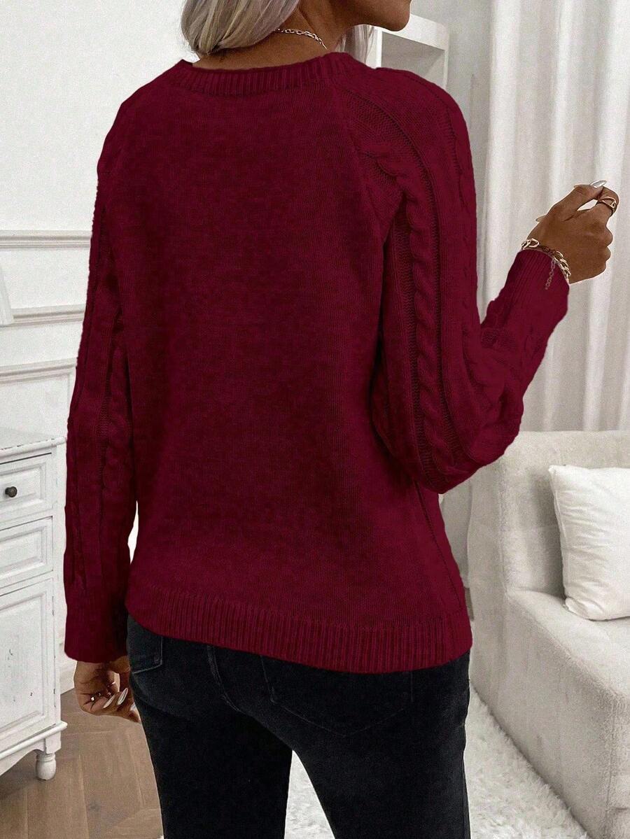 Victoria | Button-Detail Cable Knit Jumper