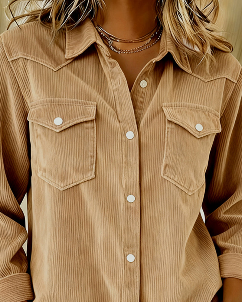 Elena® | Long-Sleeve Shirt with Lapel and Button Placket