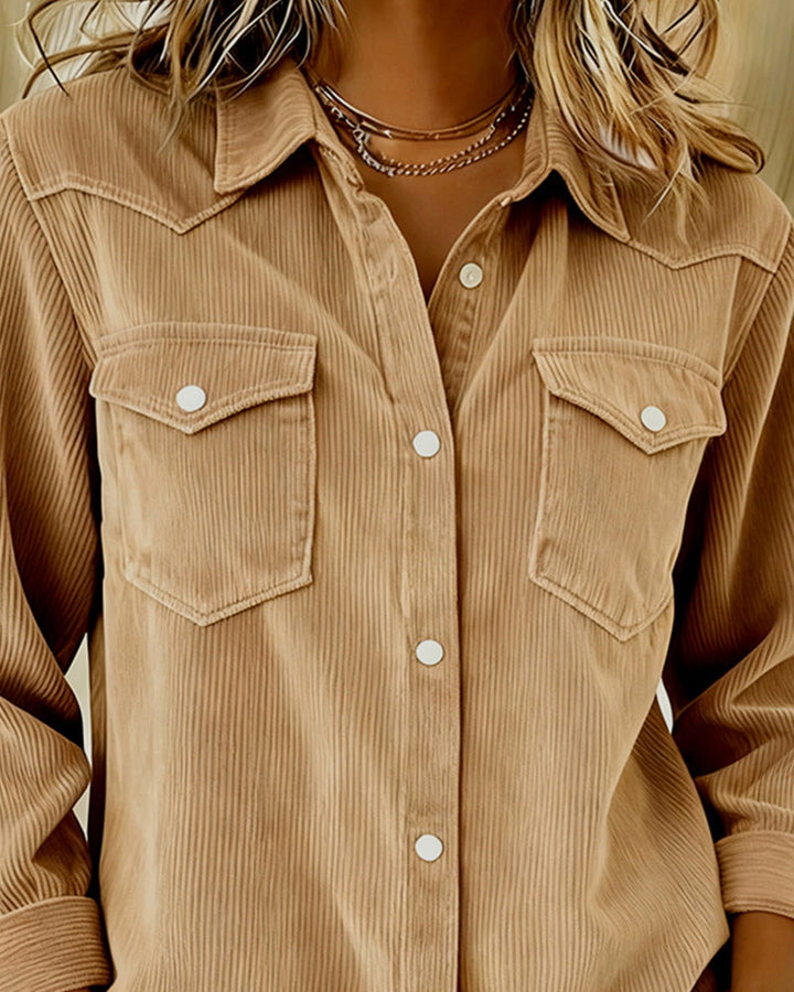 Elena® | Long-Sleeve Shirt with Lapel and Button Placket