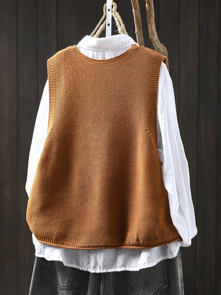 Victoria | Autumn Artistic Pure Colour V-Neck Knitted Cardigan
