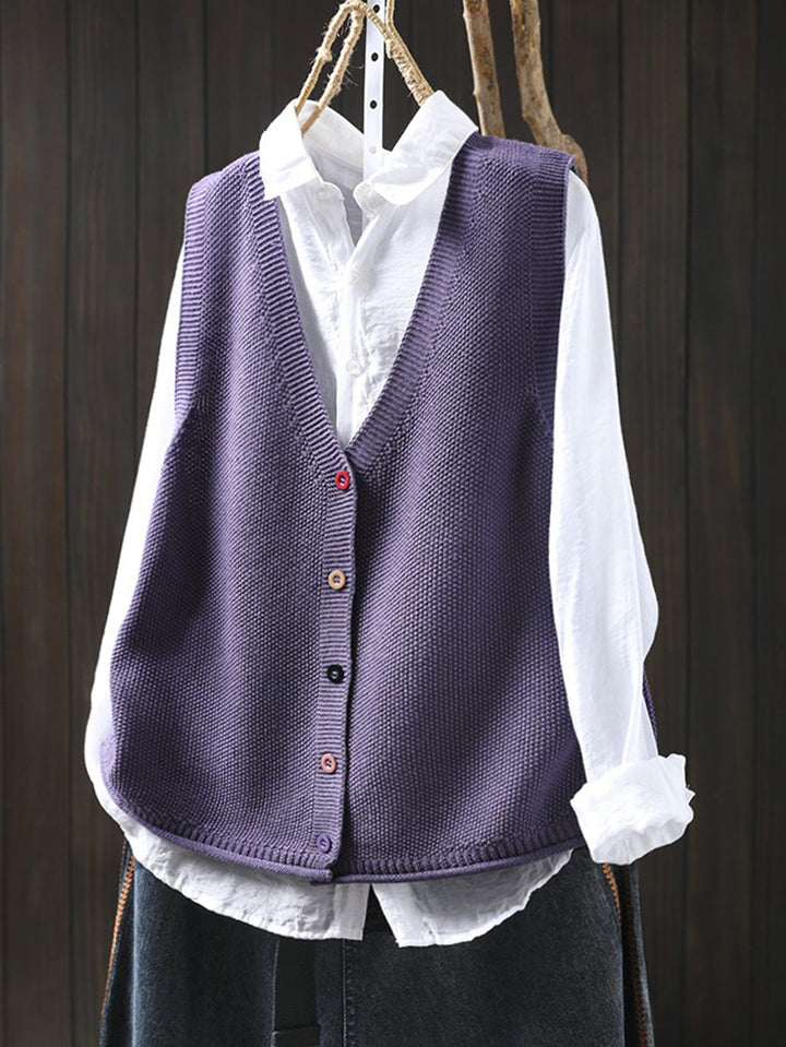 Victoria | Autumn Artistic Pure Colour V-Neck Knitted Cardigan
