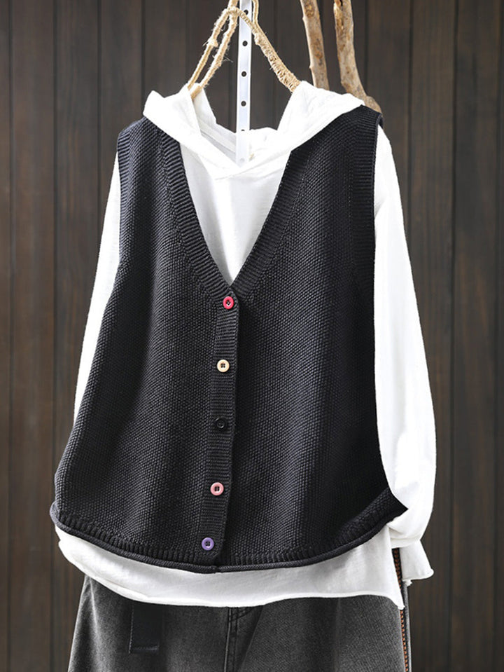 Victoria | Autumn Artistic Pure Colour V-Neck Knitted Cardigan