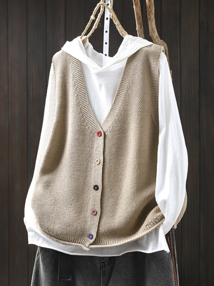 Victoria | Autumn Artistic Pure Colour V-Neck Knitted Cardigan