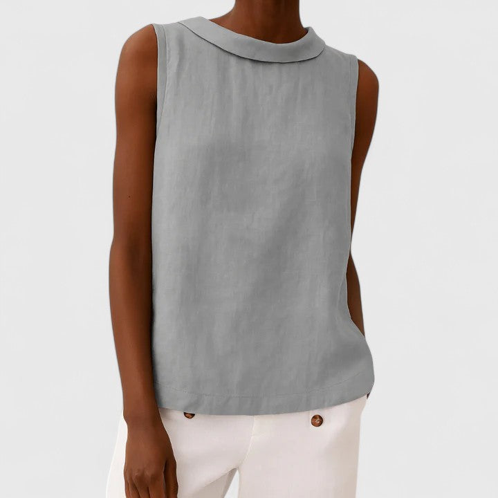 Victoria | Elegant Top with Roll Collar