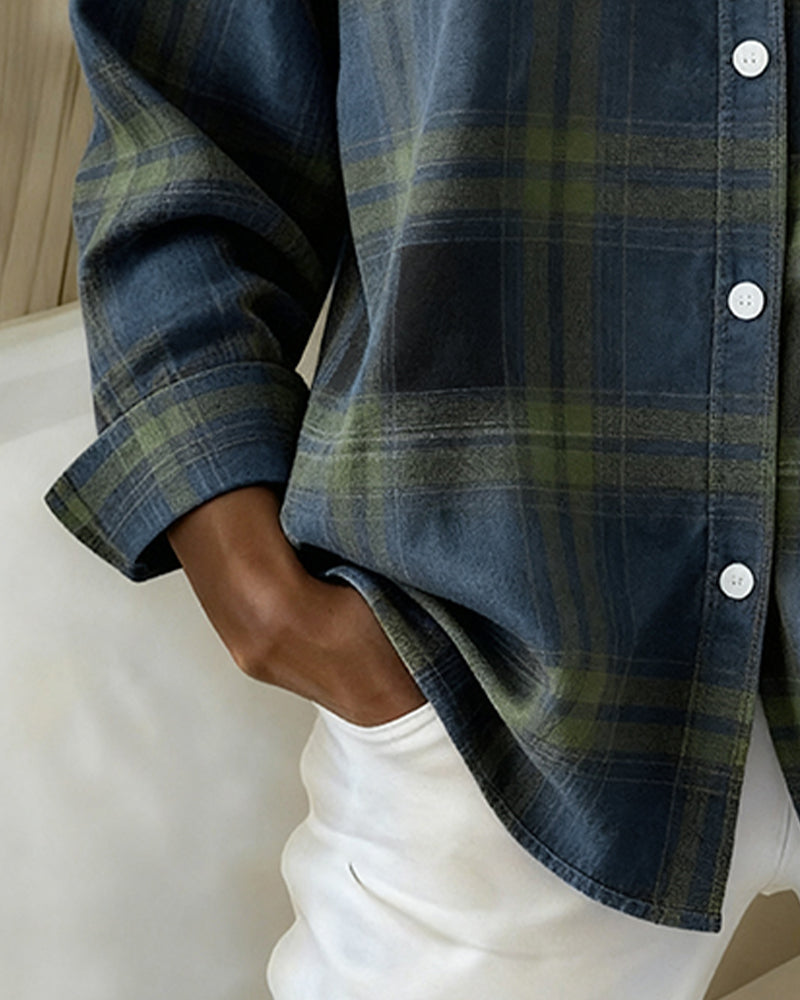 Victoria® | Shirt with Check Pattern and Notched Collar