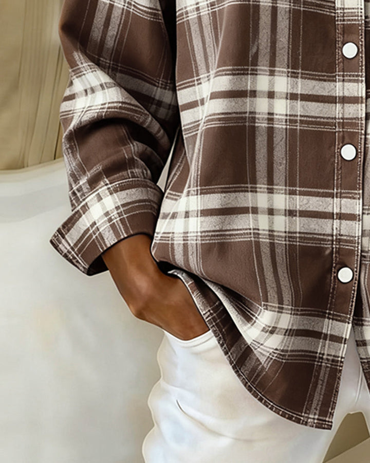 Victoria® | Shirt with Check Pattern and Notched Collar