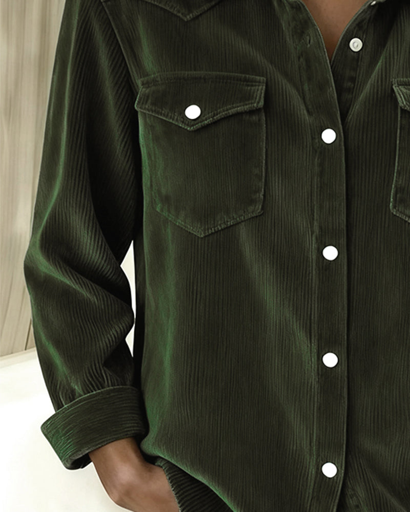 Elena® | Long-Sleeve Shirt with Lapel and Button Placket
