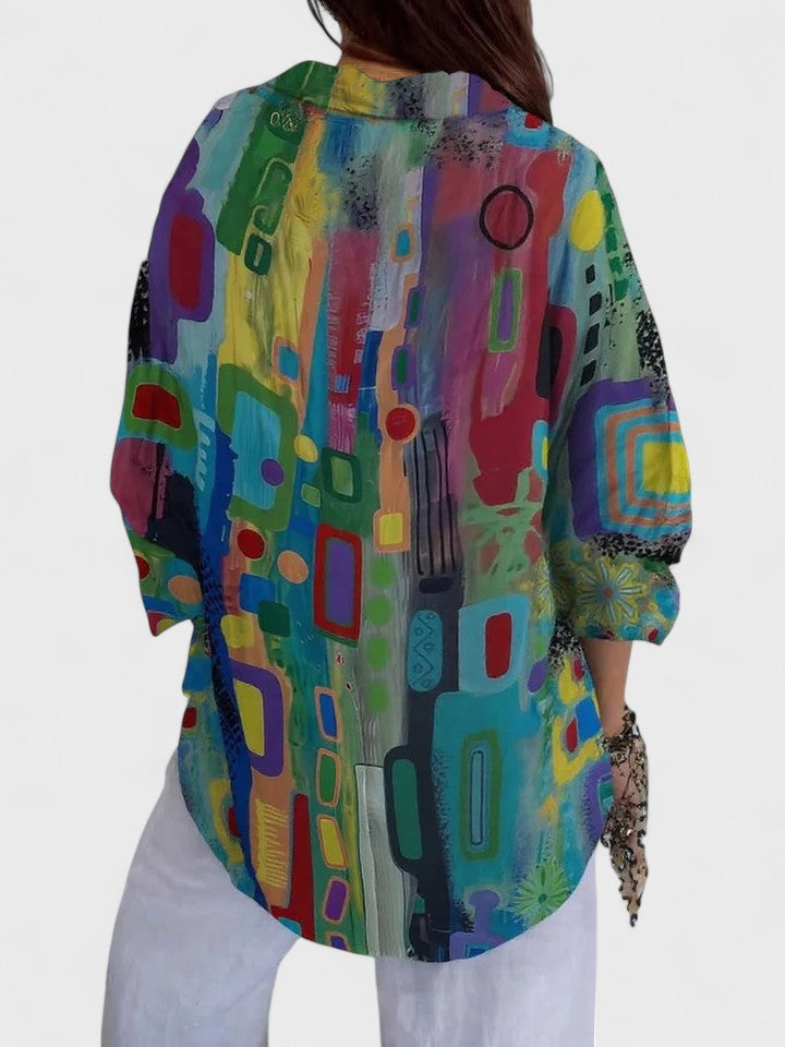 Victoria | Elegant Geometric Pattern Blouse