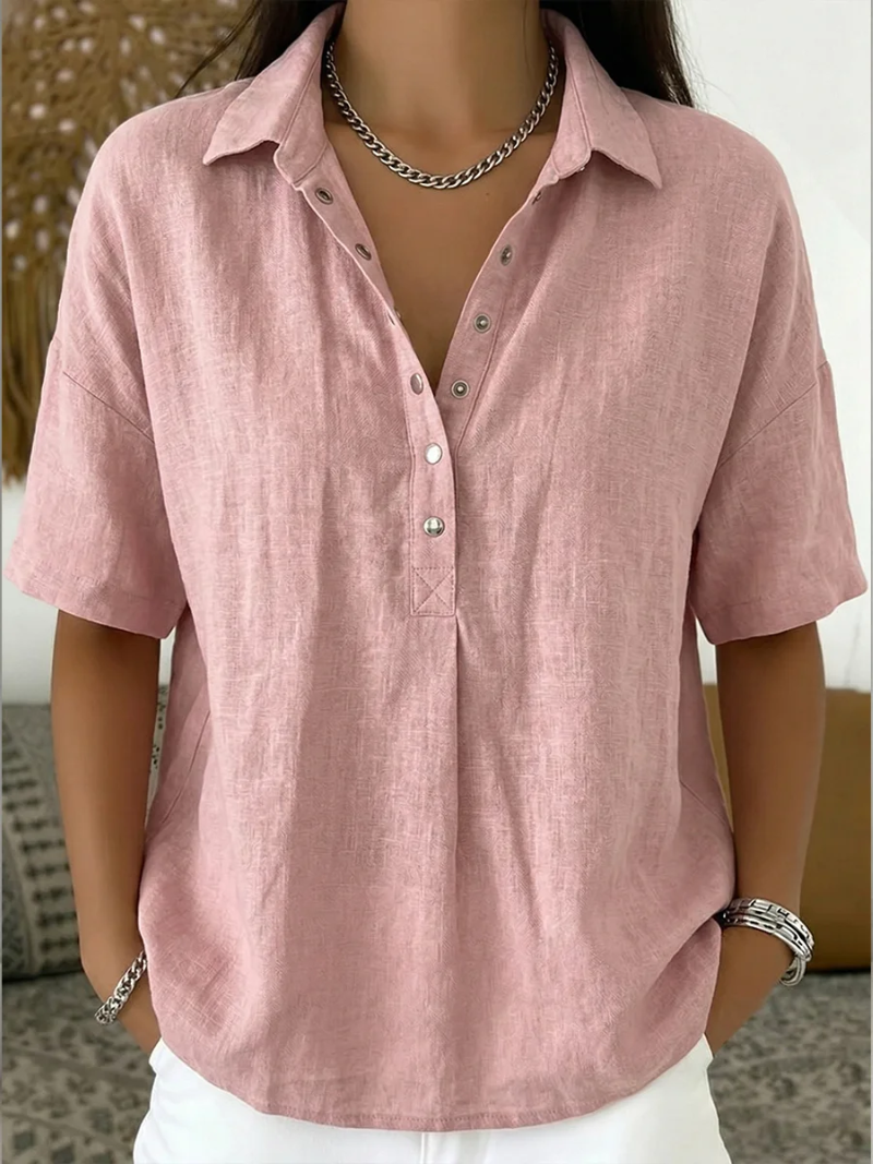 Hillary | Collared Button-Detail Blouse