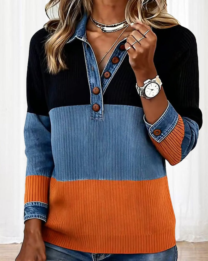 Sophie® | Fashionable Top with Lapel and Contrast Color