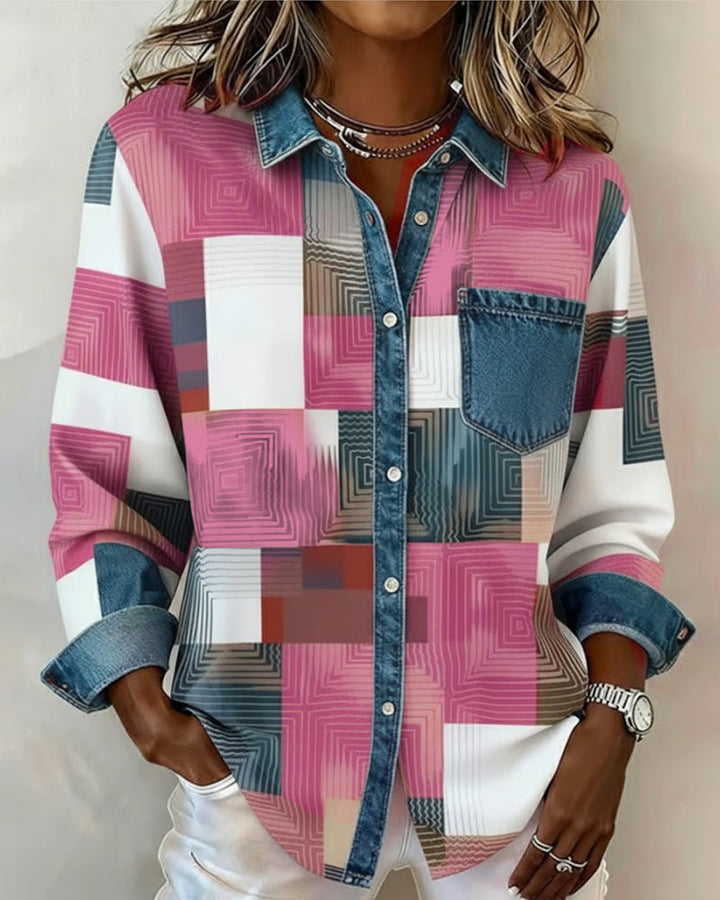 Luna® | Color Block Shirt Fashionable Collar