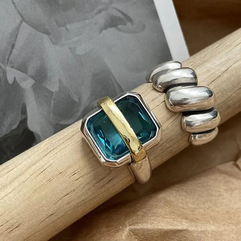 Victoria Blue Zircon Silver Ring |