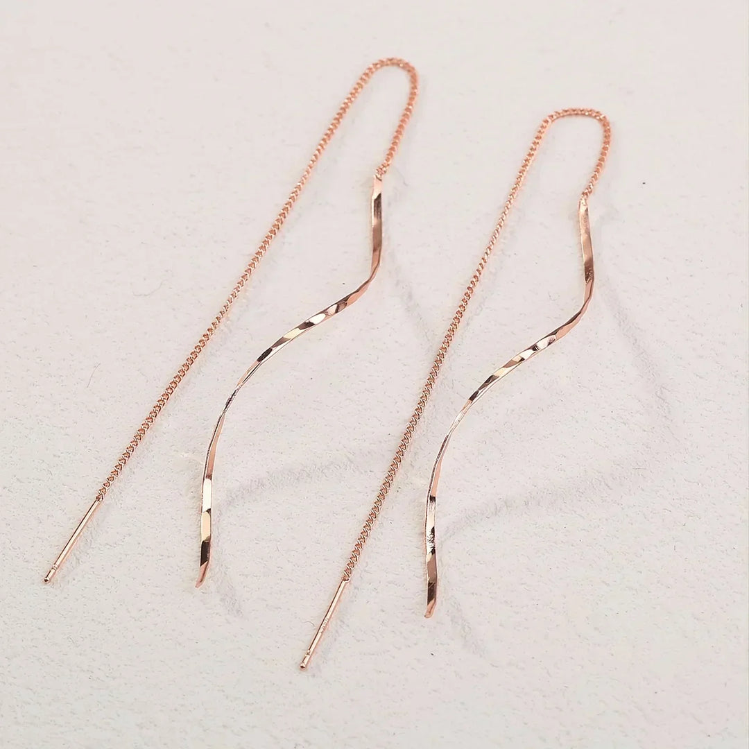 Victoria | Long Earrings with Wavy Design