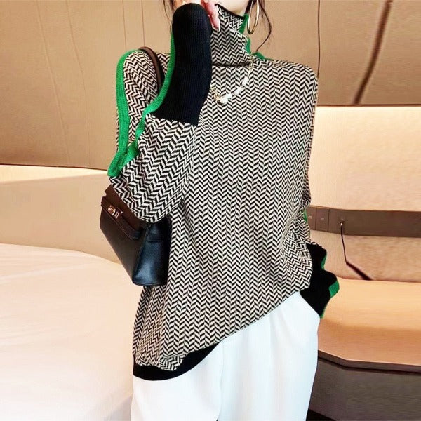 Victoria | herringbone Luxe Turtleneck