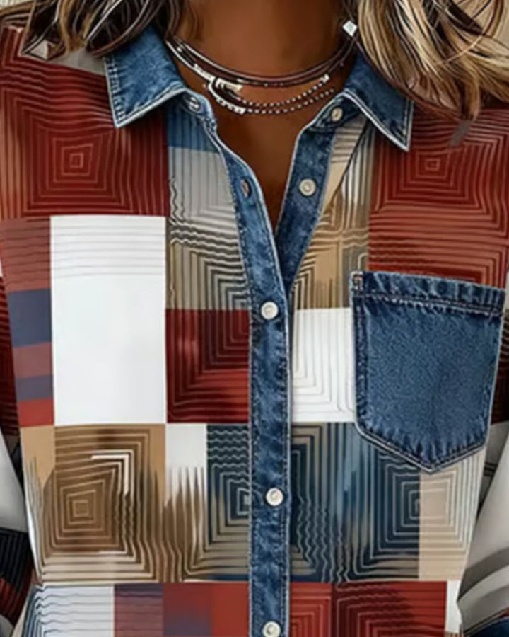 Luna® | Color Block Shirt Fashionable Collar